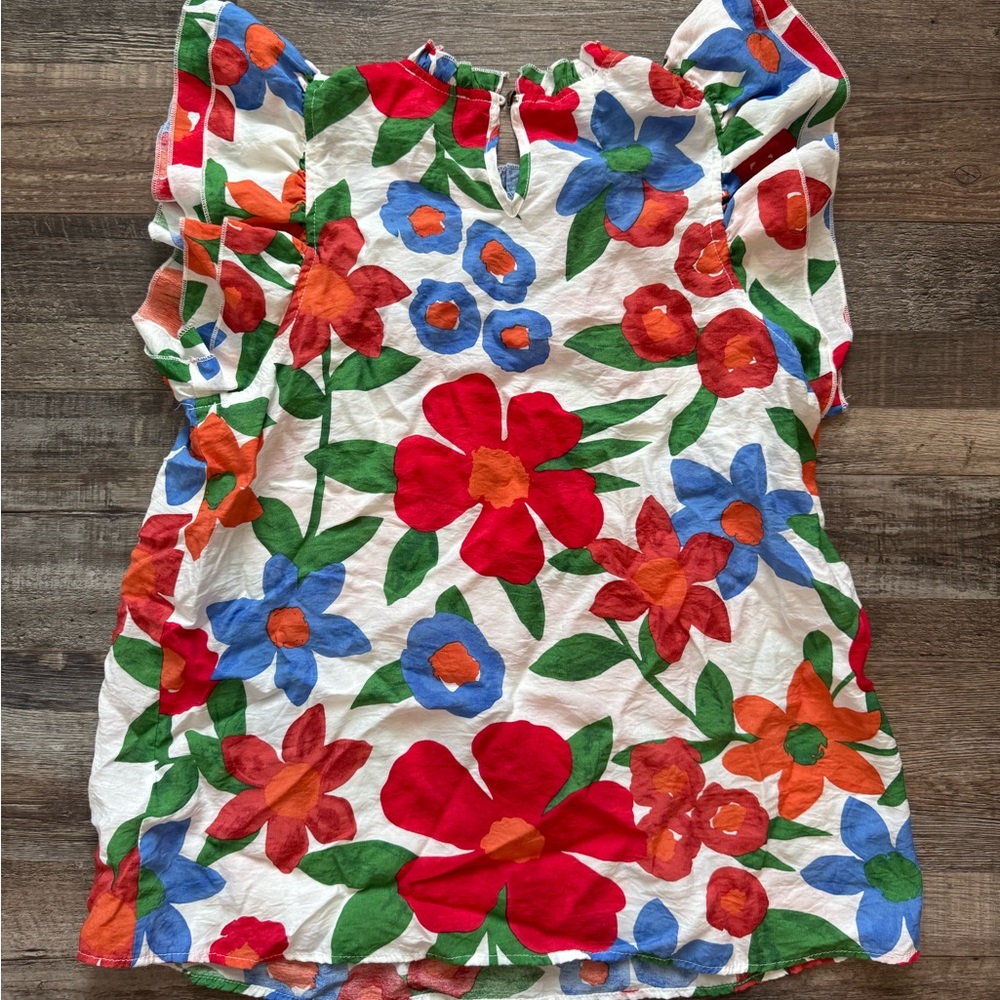 Floral Print Top with Ruffled Sleeves - Picture 2 of 4